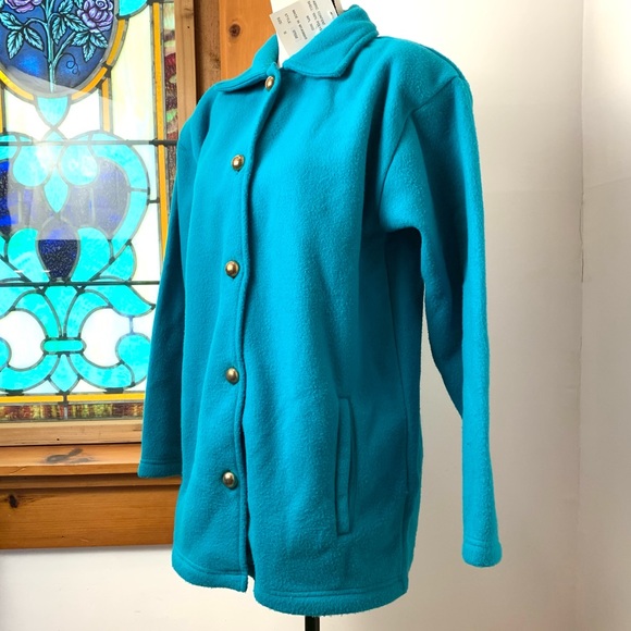 Vintage NWT Vicki Wayne’s Blue Fleece Pea Coat- Oversized Small - Picture 2 of 8